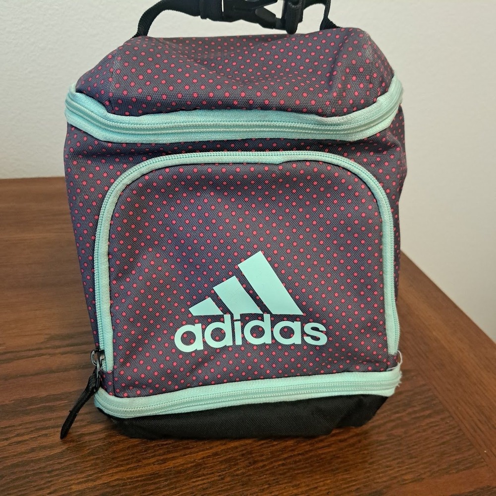 Adidas Insulated Lunch Bag Polka Dot Pink Grey Mint Green Two Compartment